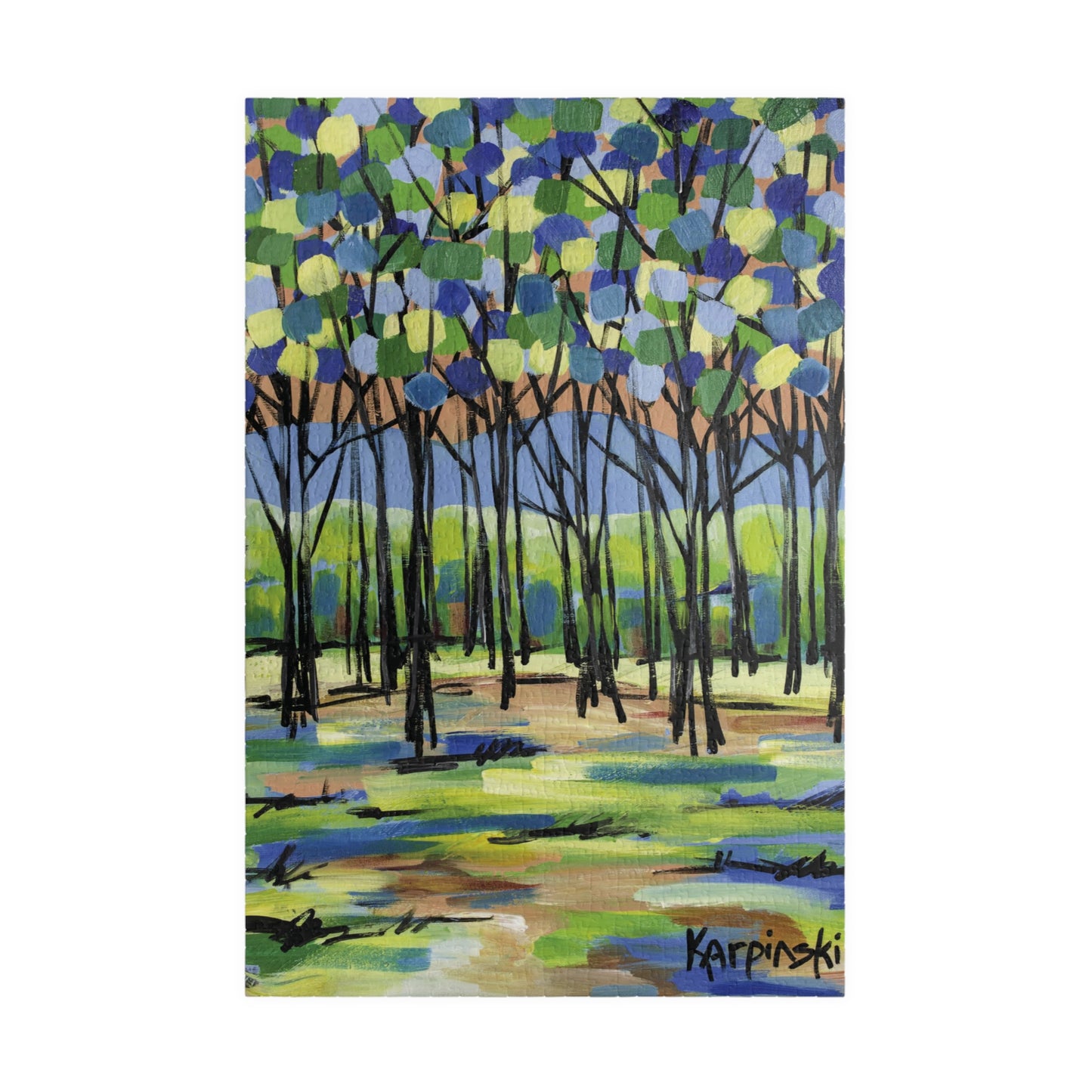 Island Tree Landscape Nature Art Adult Wood Jigsaw Puzzle - By Leslie Karpinski