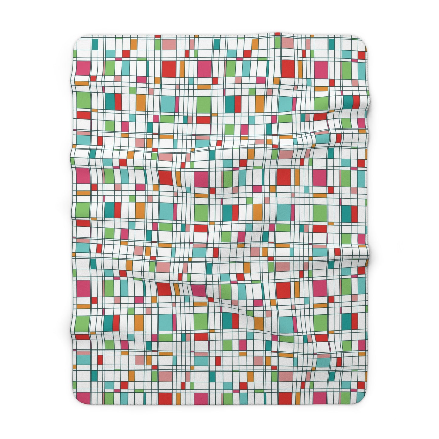 Colorful Geometric Mid Century Modern Sherpa Fleece Blanket - Saiko Studio