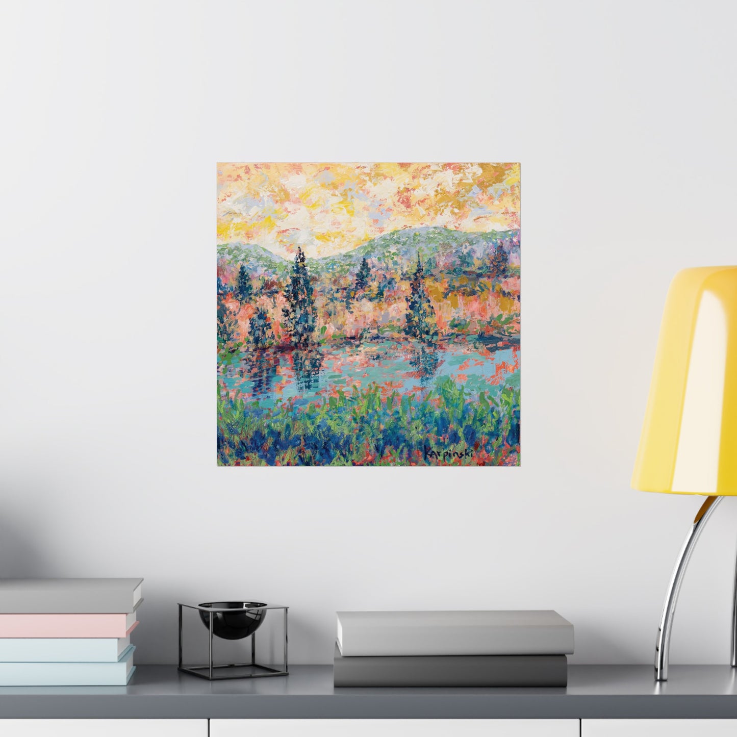 Colorful Landscape Nature Art Poster Print - The River People by Leslie Karpinski
