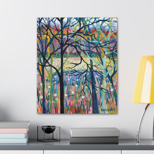Colorful Tree Landscape Canvas Artwork Print Wall Décor - Stillness by Leslie Karpinski