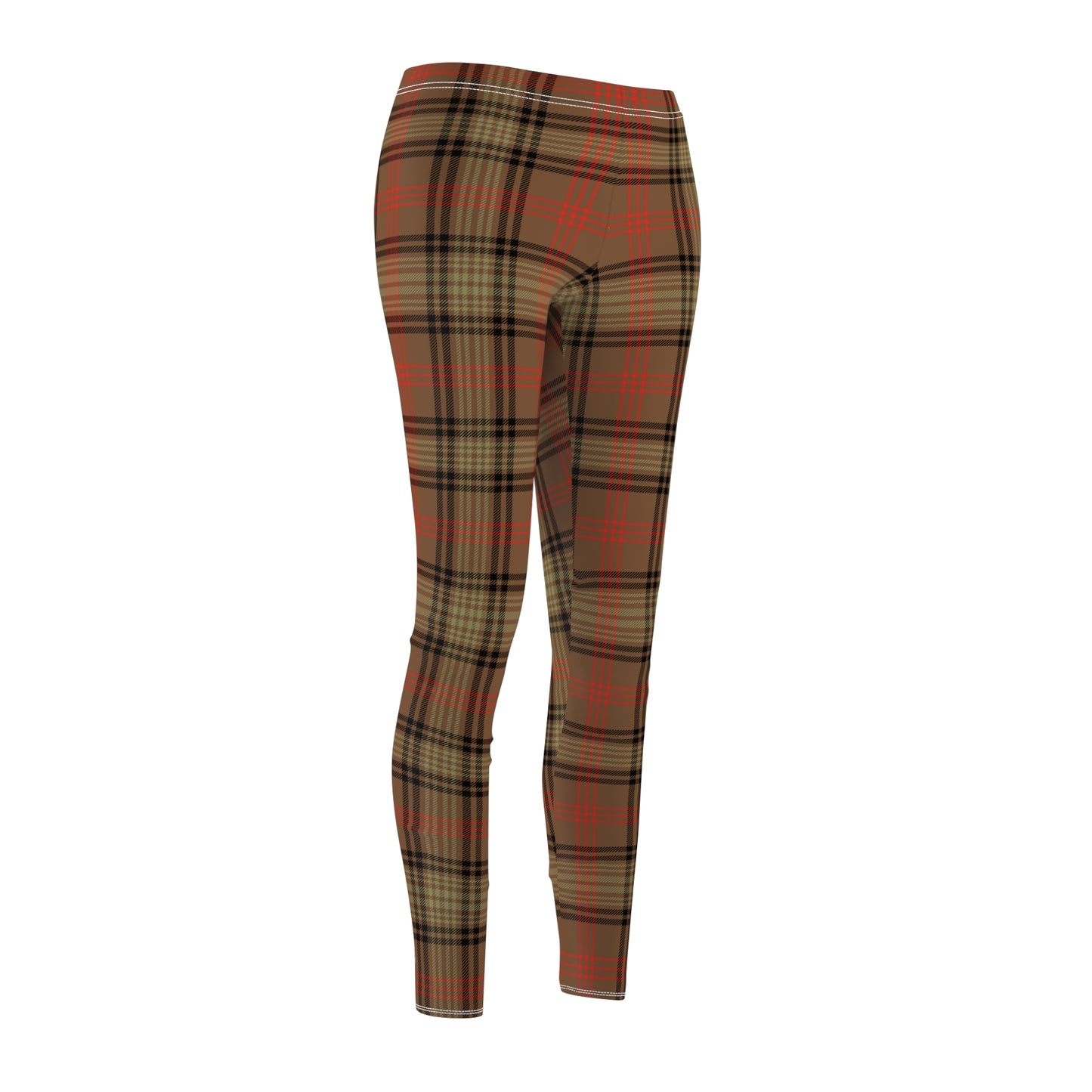 Brown Orange Plaid Tartan Legging Stretch Pants - Saiko Studio