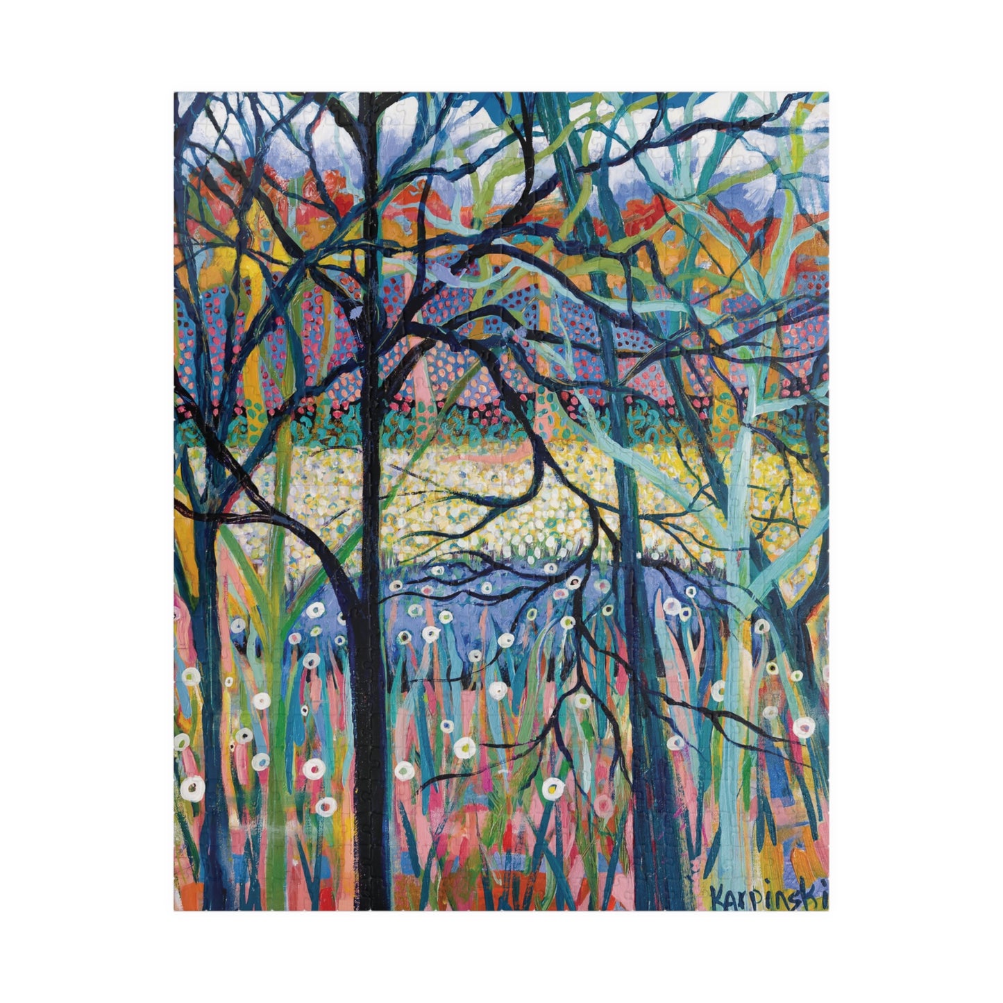 Tree Landscape Nature Art Adult Wood Jigsaw Puzzle - Stillness by Leslie Karpinski