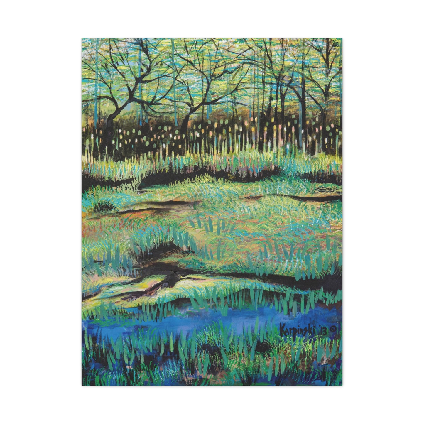 Lake Nature Landscape Art Wall Decor Canvas Artwork Painting - Cattails at Lake Katherine by Leslie Karpinski