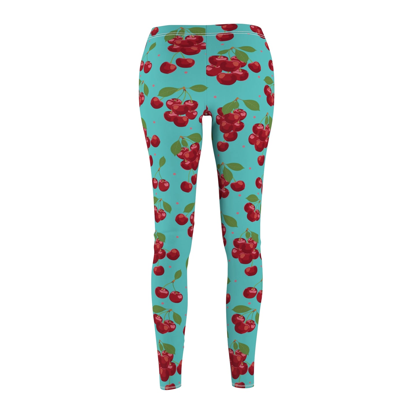 Cherry Print Womens Long Leggings Fruit Stretch Yoga Pants - Saiko Studio
