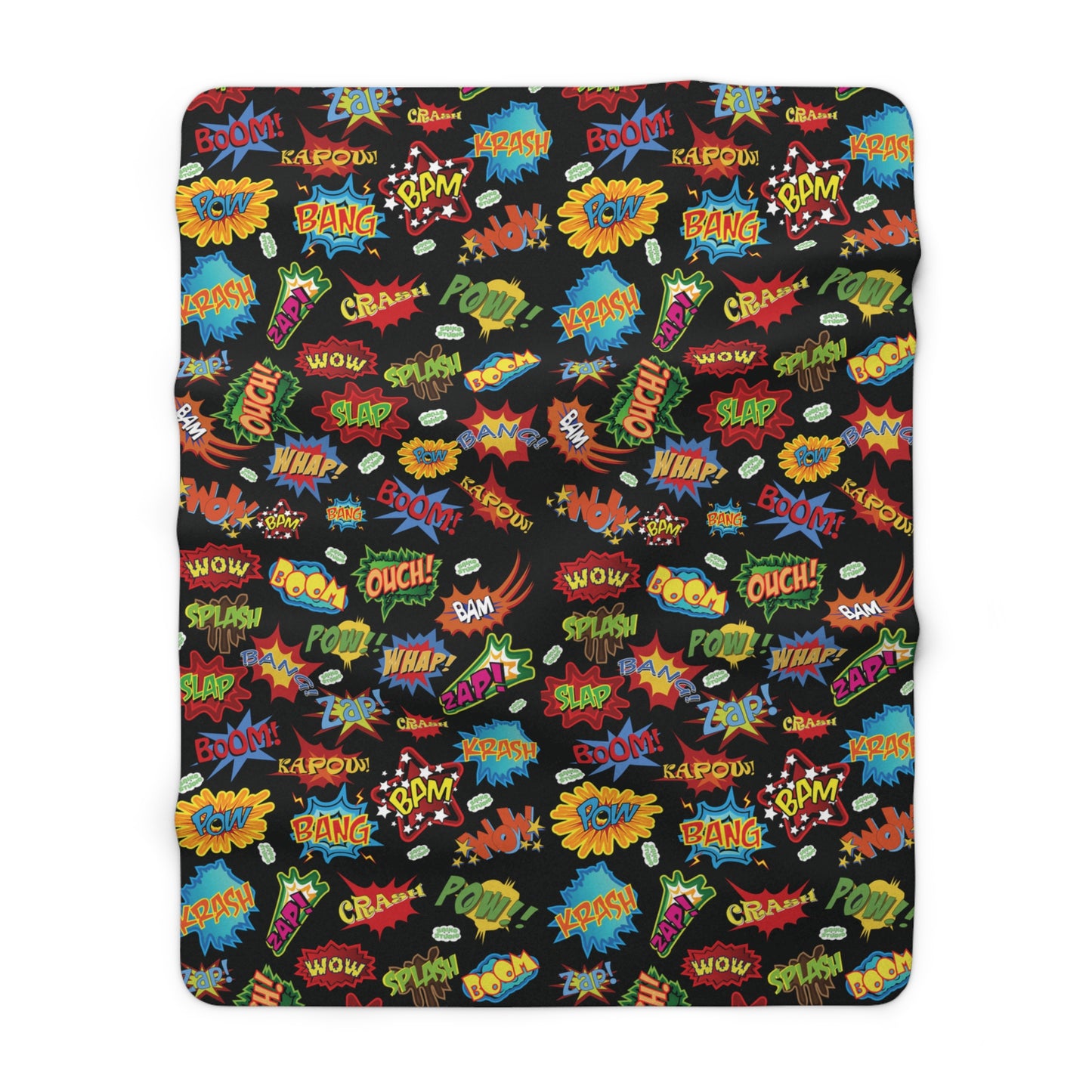 Comic Book Action Words Sherpa Fleece Blanket - Saiko Studio