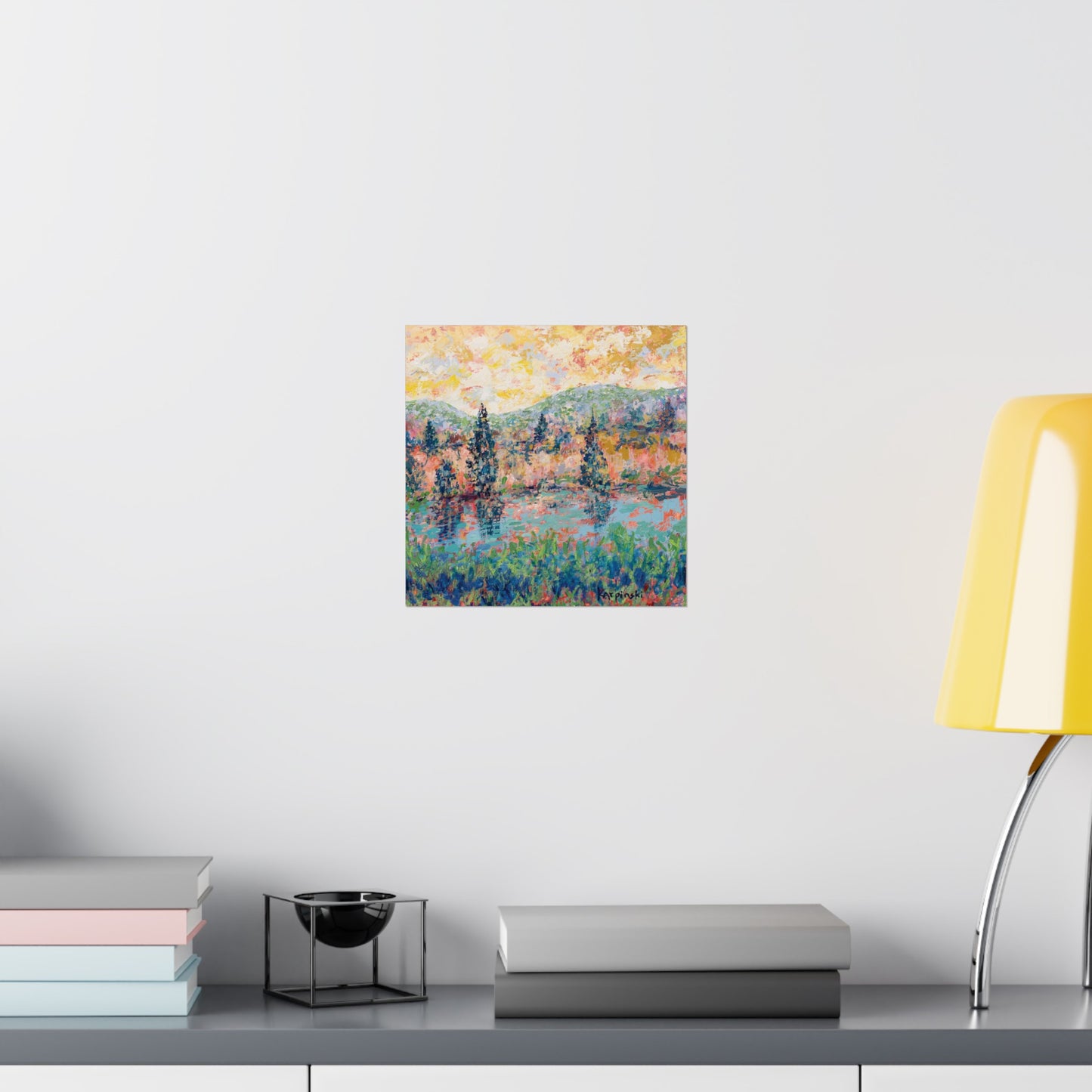 Colorful Landscape Nature Art Poster Print - The River People by Leslie Karpinski