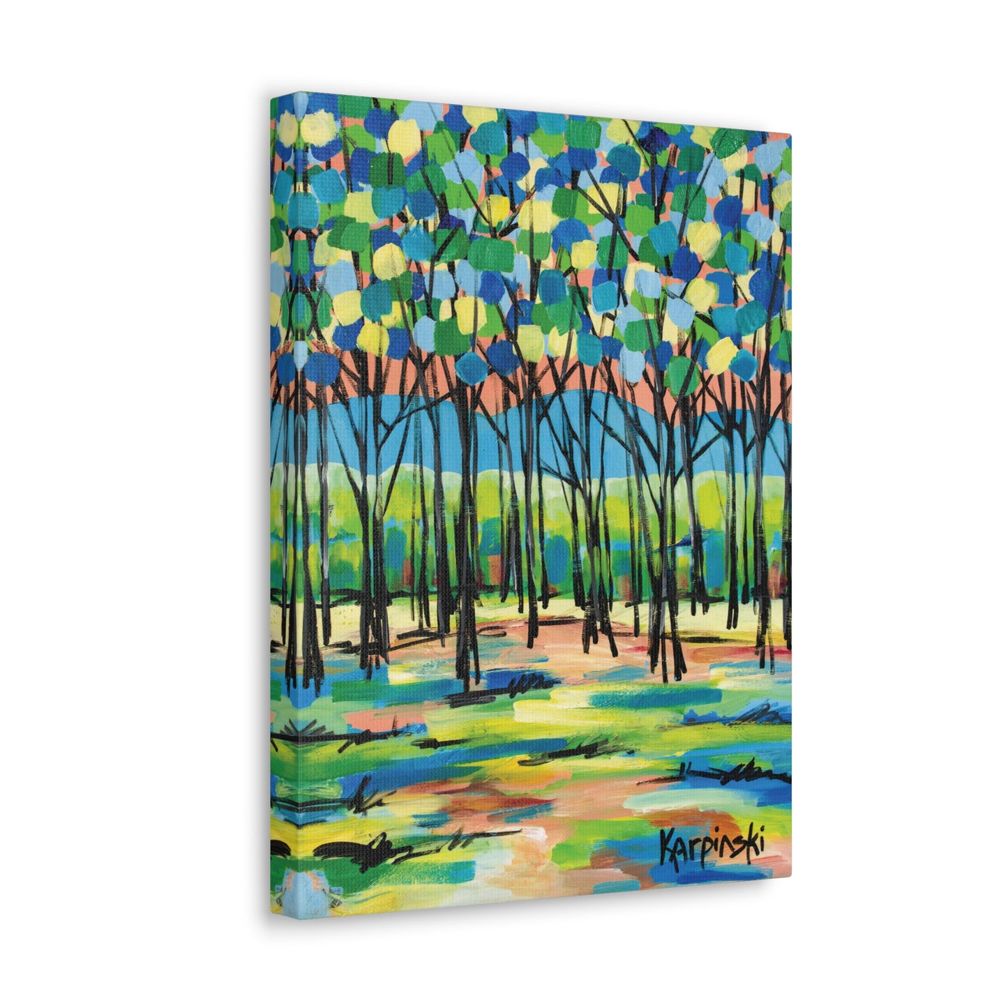 Colorful Nature Art Landscape Trees Canvas Wall Artwork - Island By Leslie Karpinski