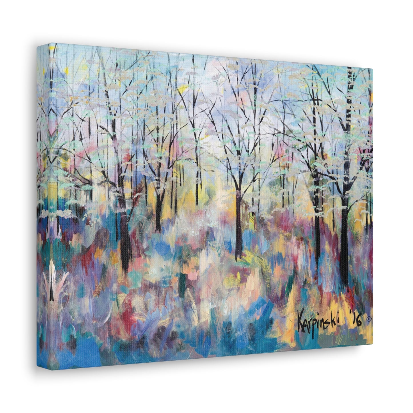 Landscape Nature Canvas Abstract Artwork Colorful Tree Art - Blue Ridge Parkway by Leslie Karpinski