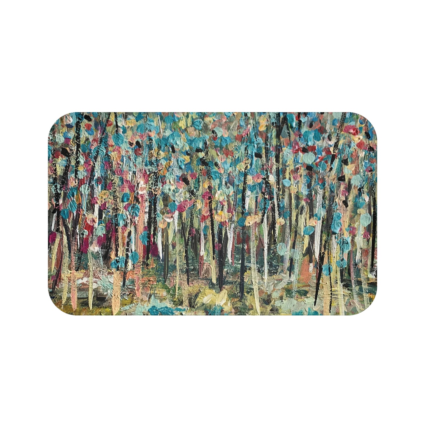 Landscape Artwork Forest Memory Foam Non Slip Bath Mat - Colorful Landscape by Leslie Karpinski