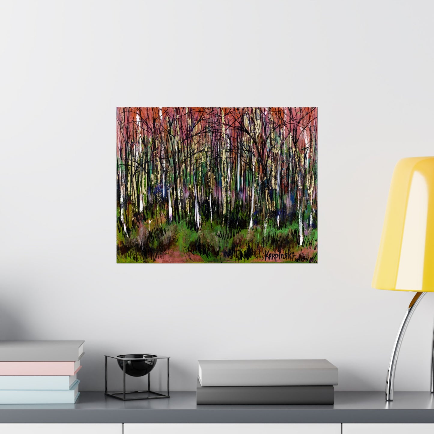 Landscape Tree Art Poster Print - Trees of Fire by Leslie Karpinski