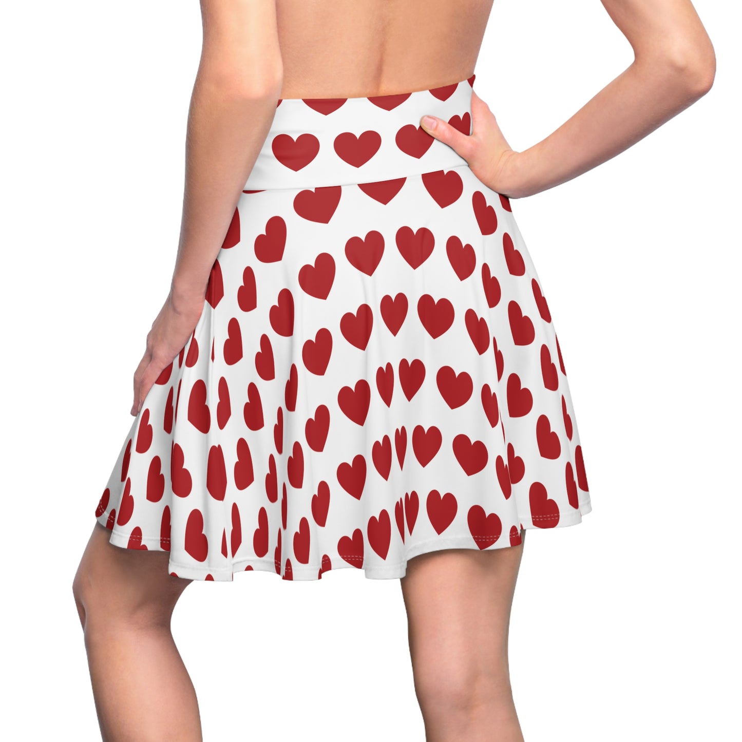 White Red Heart Womens Valentines Skirt - Saiko Studio