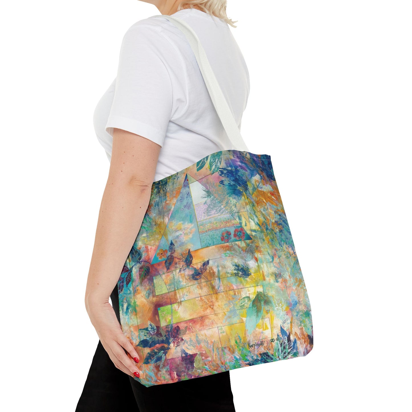 Serene Abstract Art Tote Bag Canvas Shopping Bag - Peace in Nature- Leslie Karpinski