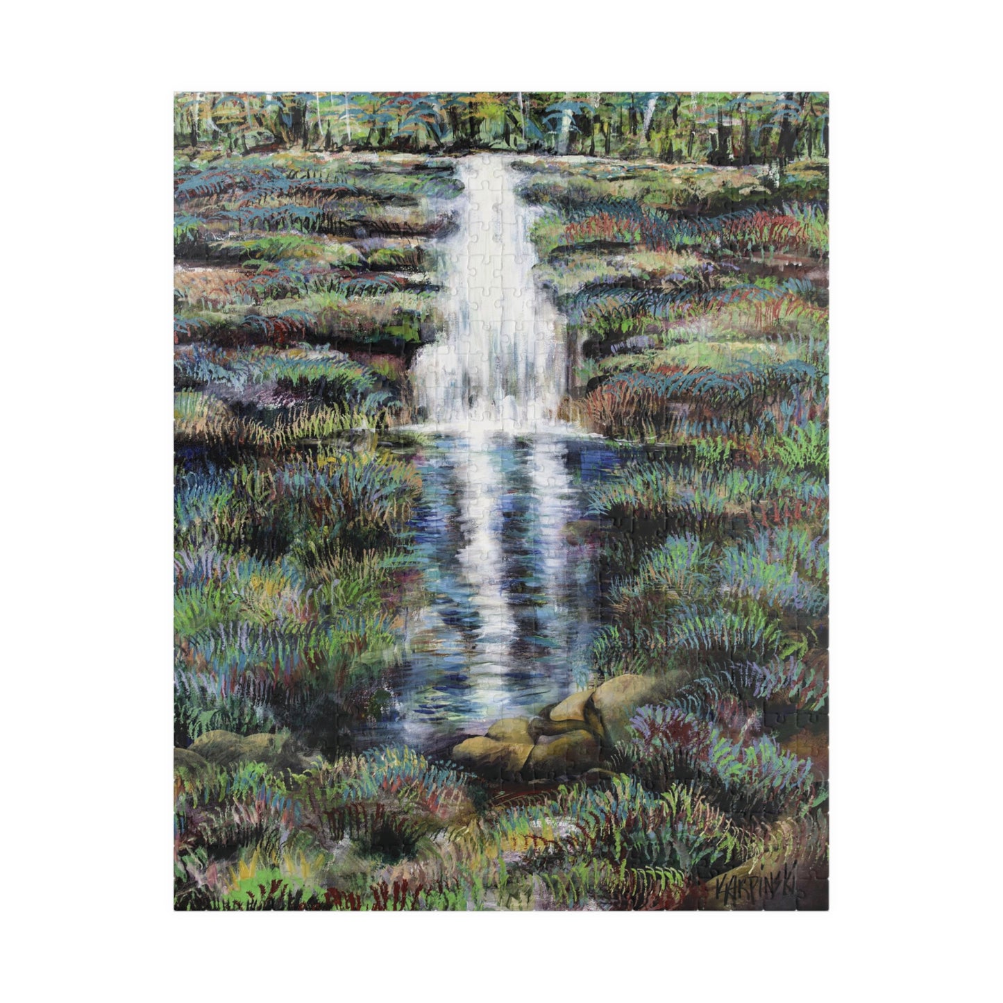 Waterfall Jigsaw Art Nature Scene Adult Puzzles Wood - Leslie Karpinski