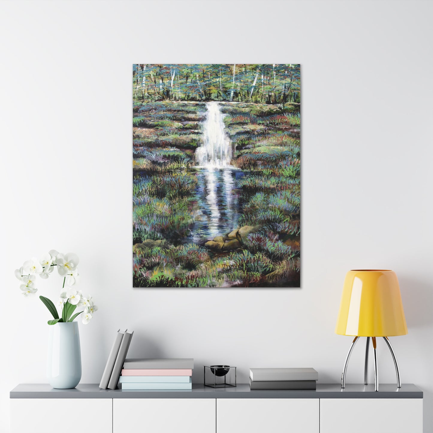 Waterfall Nature Canvas Art Print - Leslie Karpinski