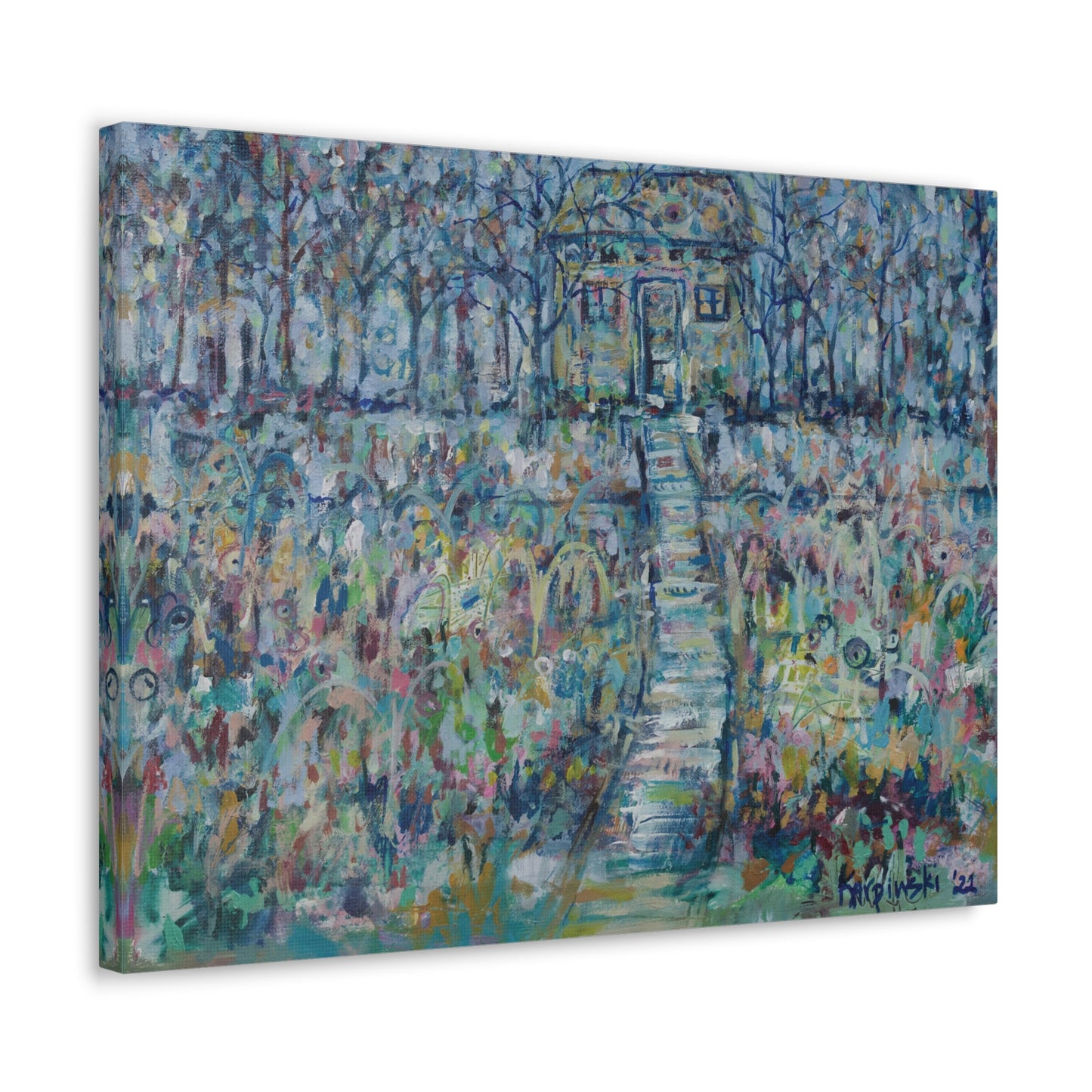 Colorful Tree Abstract Landscape Canvas Art Wall Decor Artwork - Climbing to a Higher Place By Leslie Karpinski