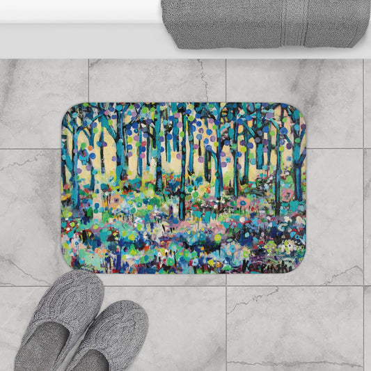 Art Landscape Memory Foam Non Slip Bath Mat - Circle of Tree by Leslie Karpinski