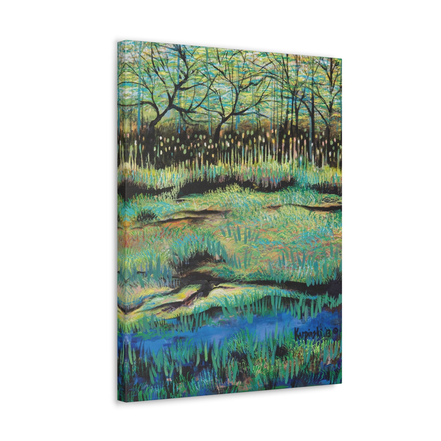 Lake Nature Landscape Art Wall Decor Canvas Artwork Painting - Cattails at Lake Katherine by Leslie Karpinski