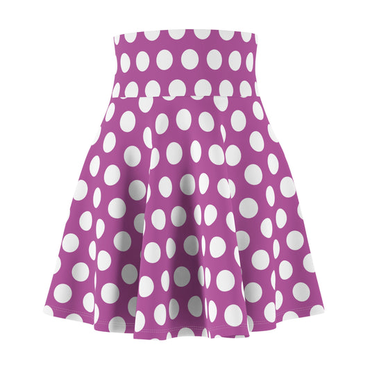 Purple White Polka Dot Womens Easter Skater Skirt - Saiko Studio