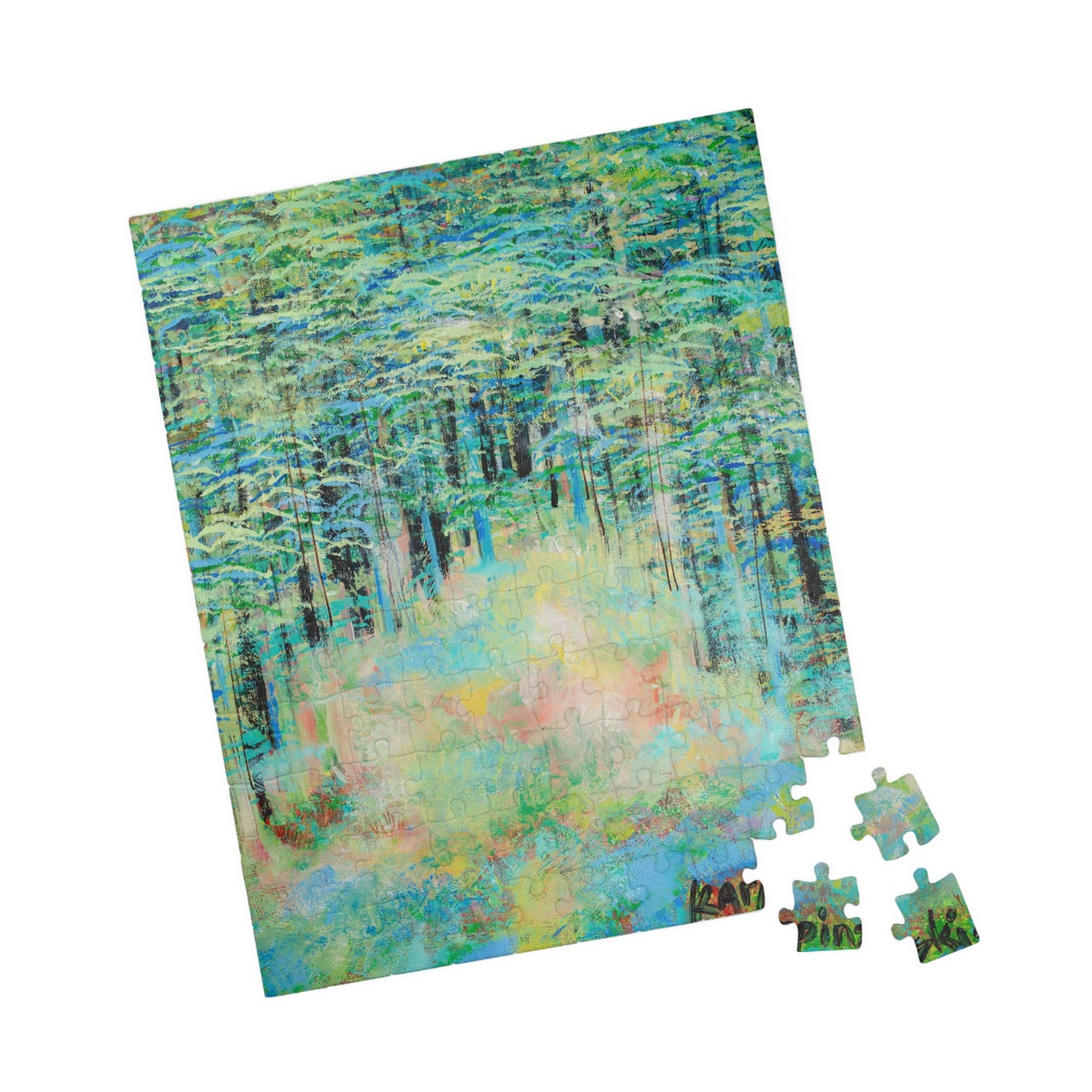 Art Nature Landscape Wood Jigsaw Adult Puzzle - Springtime Forest by Leslie Karpinski