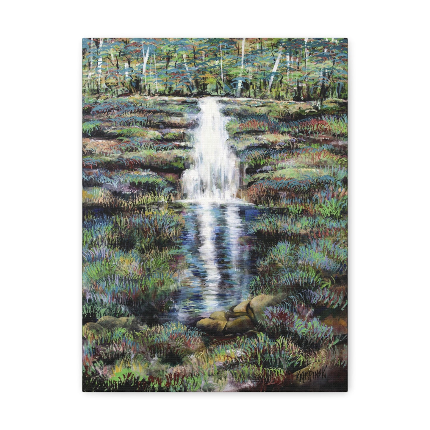 Waterfall Nature Canvas Art Print - Leslie Karpinski