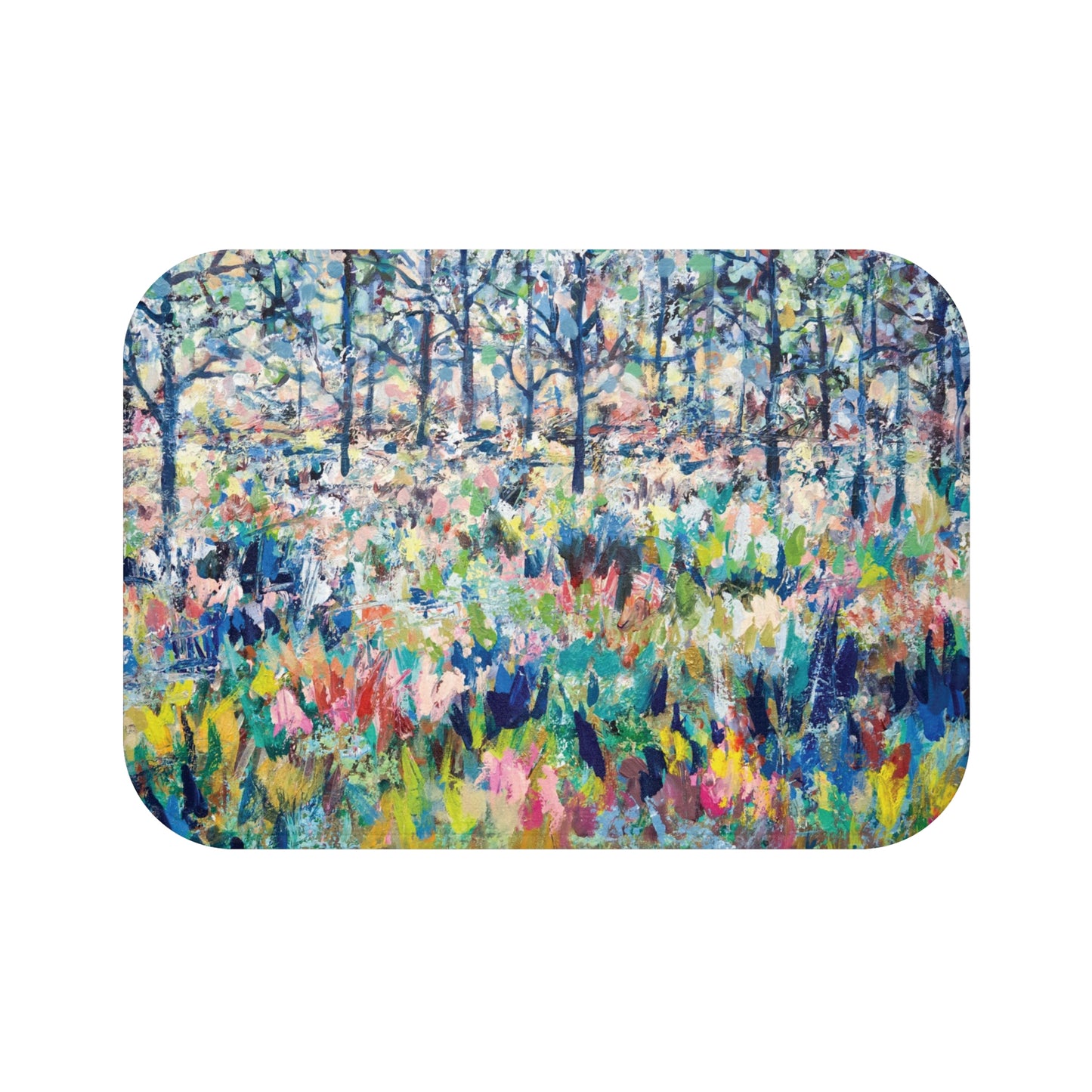 Colorful Landscape Memory Foam Non Slip Bath Mat - Healing From The Storm by Leslie Karpinski