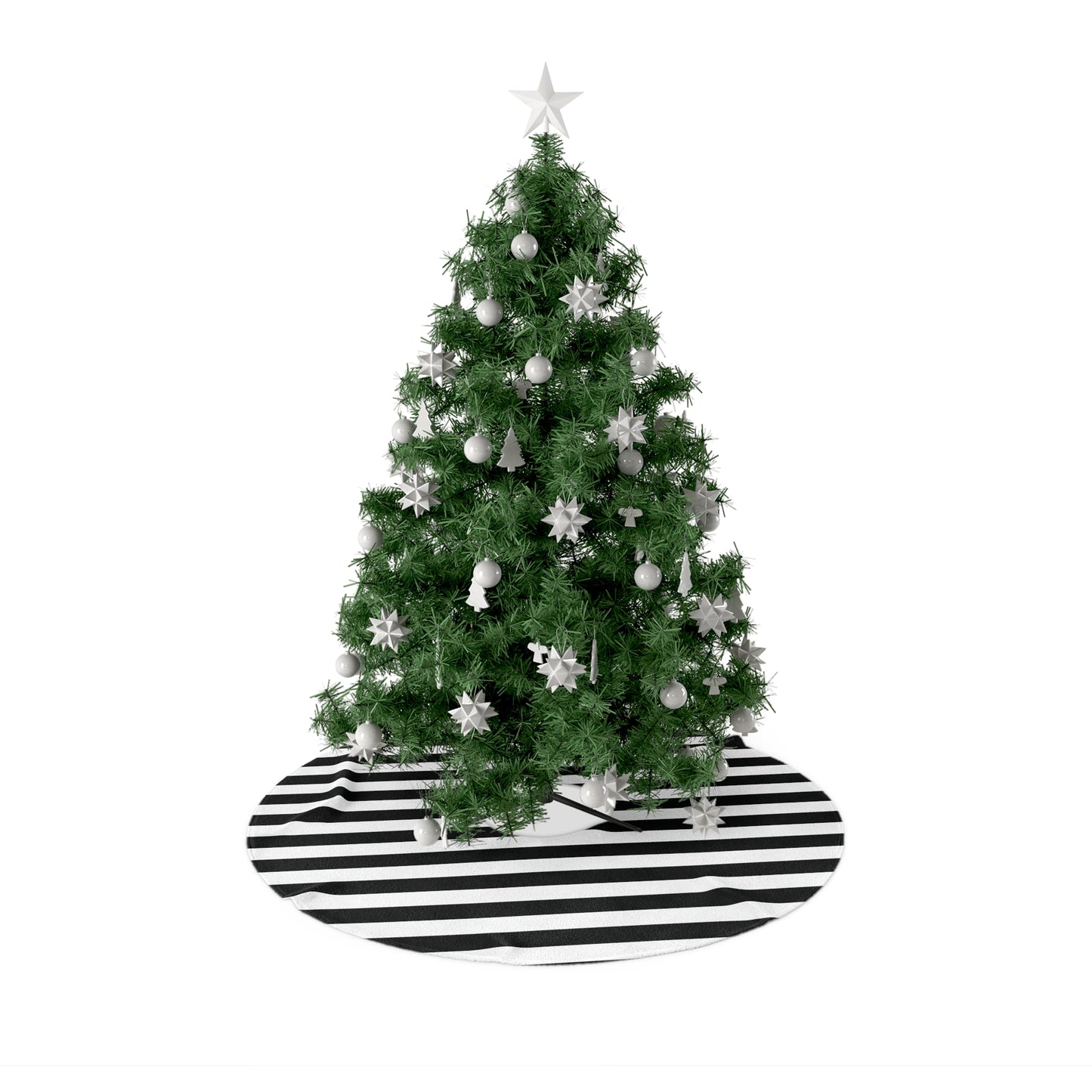 Black White Horizontal Stripe Halloween Tree Skirt Decoration - Saiko Studio