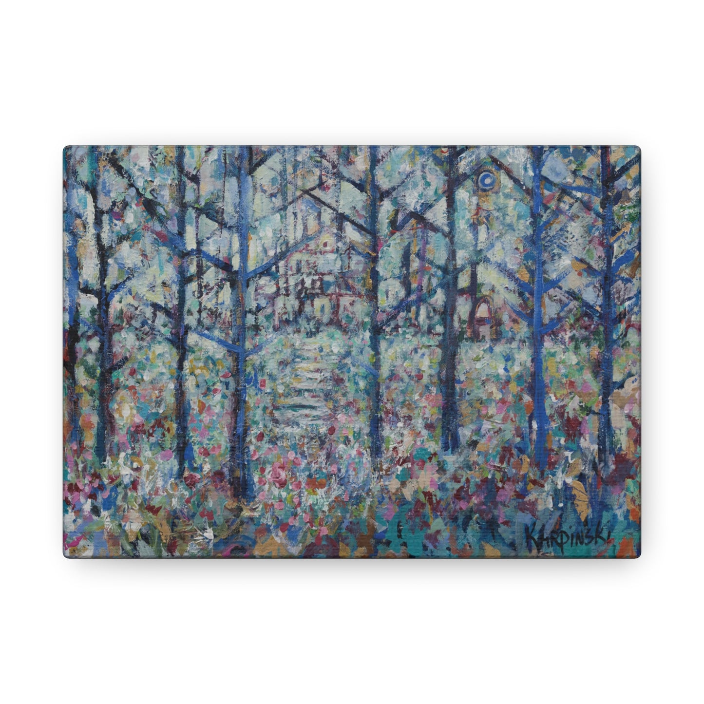 Colorful Landscape Abstract Canvas Fine Art Print Wall Artwork - Stairs to Home by Leslie Karpinski