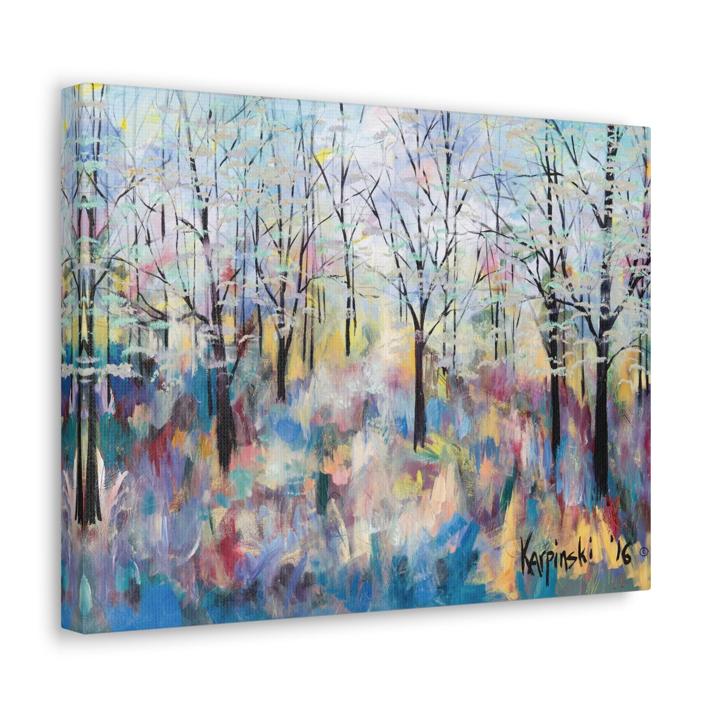 Landscape Nature Canvas Abstract Artwork Colorful Tree Art - Blue Ridge Parkway by Leslie Karpinski