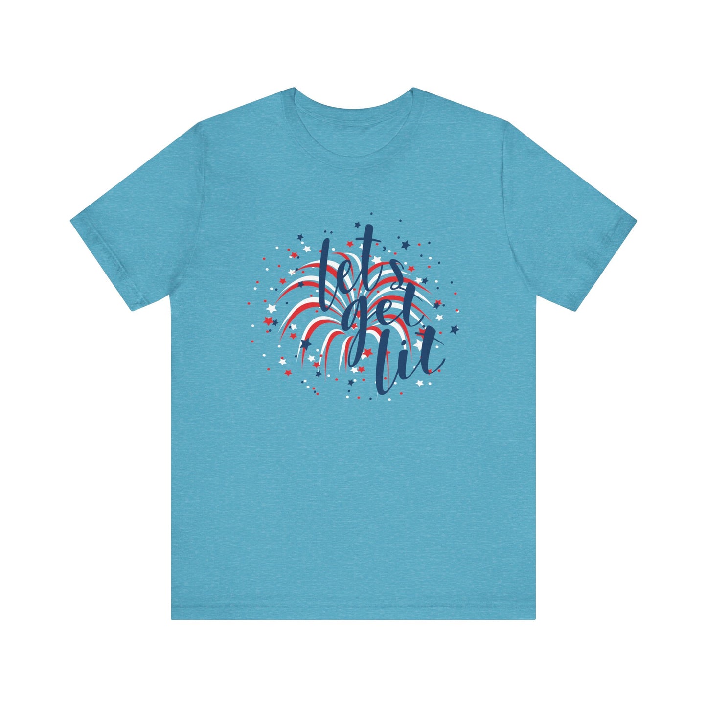Lets Get Lit Fireworks Womens Tee 4th of July Shirt - Saiko Studio