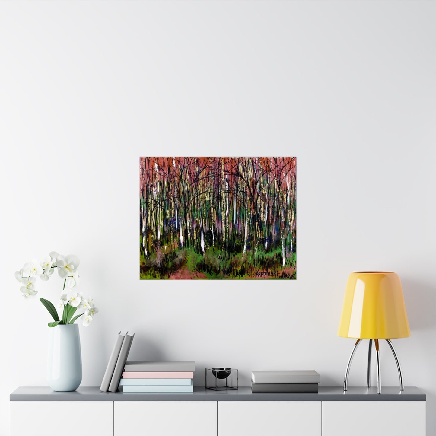 Landscape Tree Art Poster Print - Trees of Fire by Leslie Karpinski