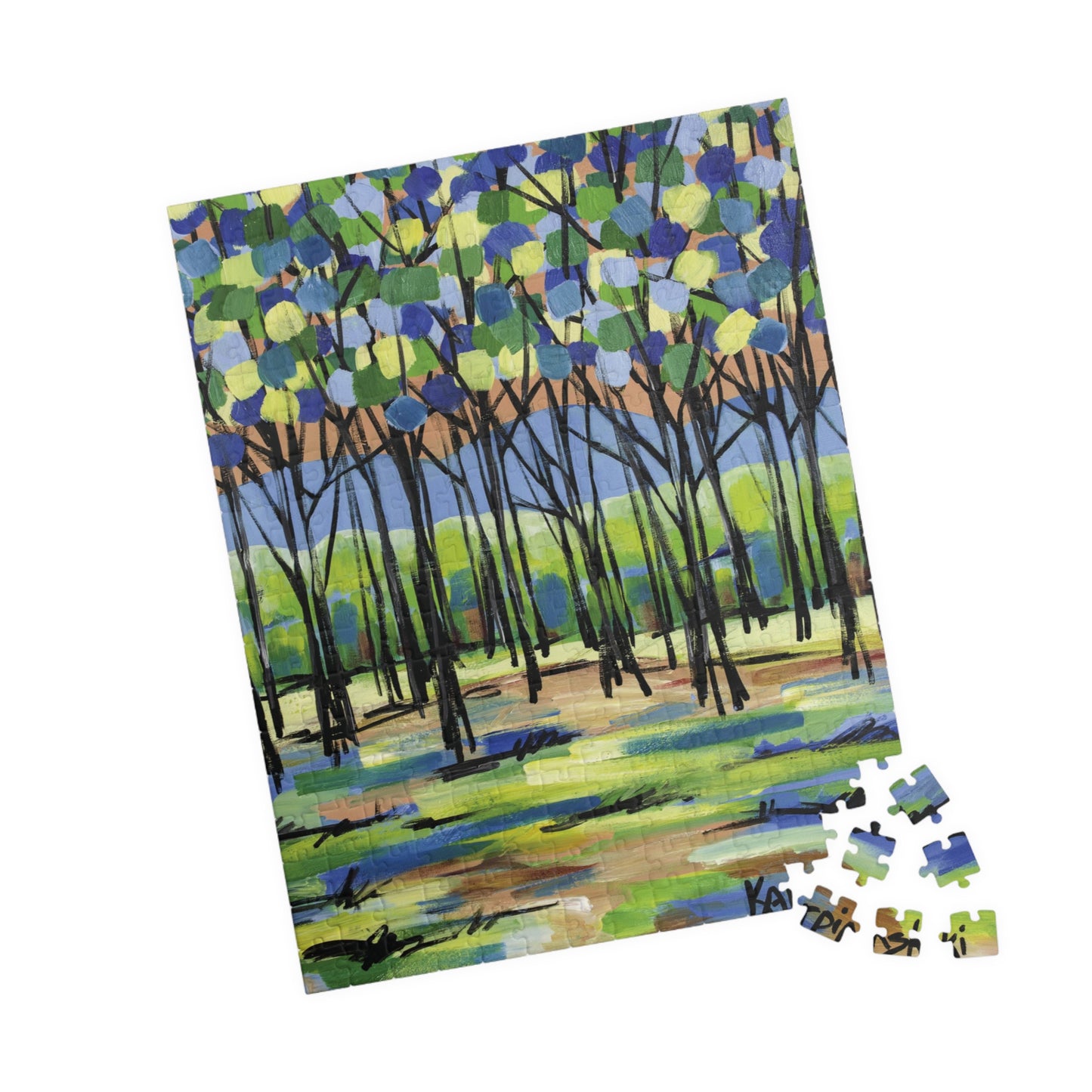 Island Tree Landscape Nature Art Adult Wood Jigsaw Puzzle - By Leslie Karpinski