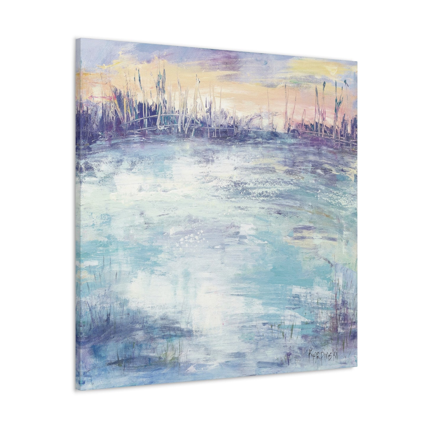 Nature Water Contemporary Canvas Wall Art Print Landscape Art - Flow of Life by Leslie Karpinski