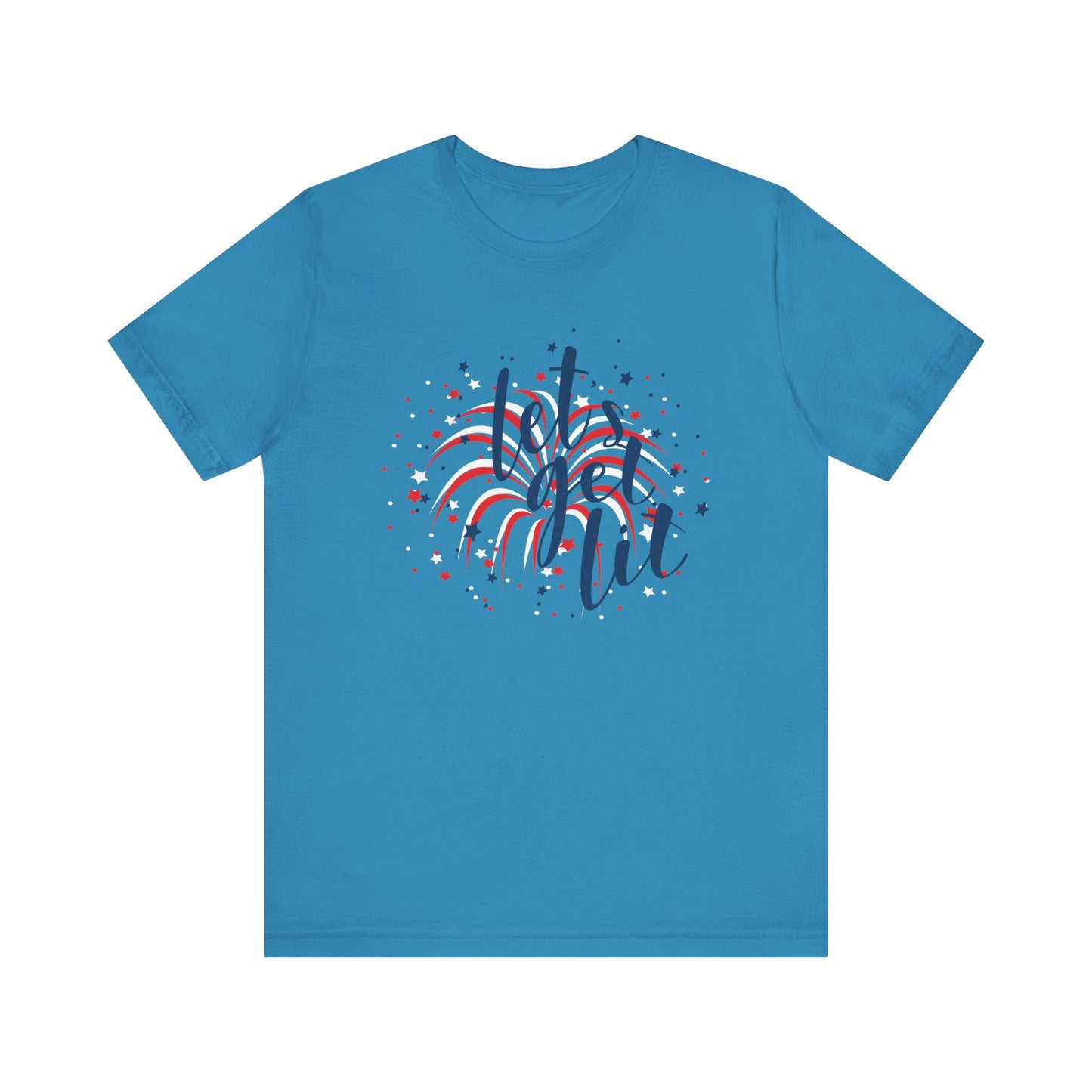 Lets Get Lit Fireworks Womens Tee 4th of July Shirt - Saiko Studio