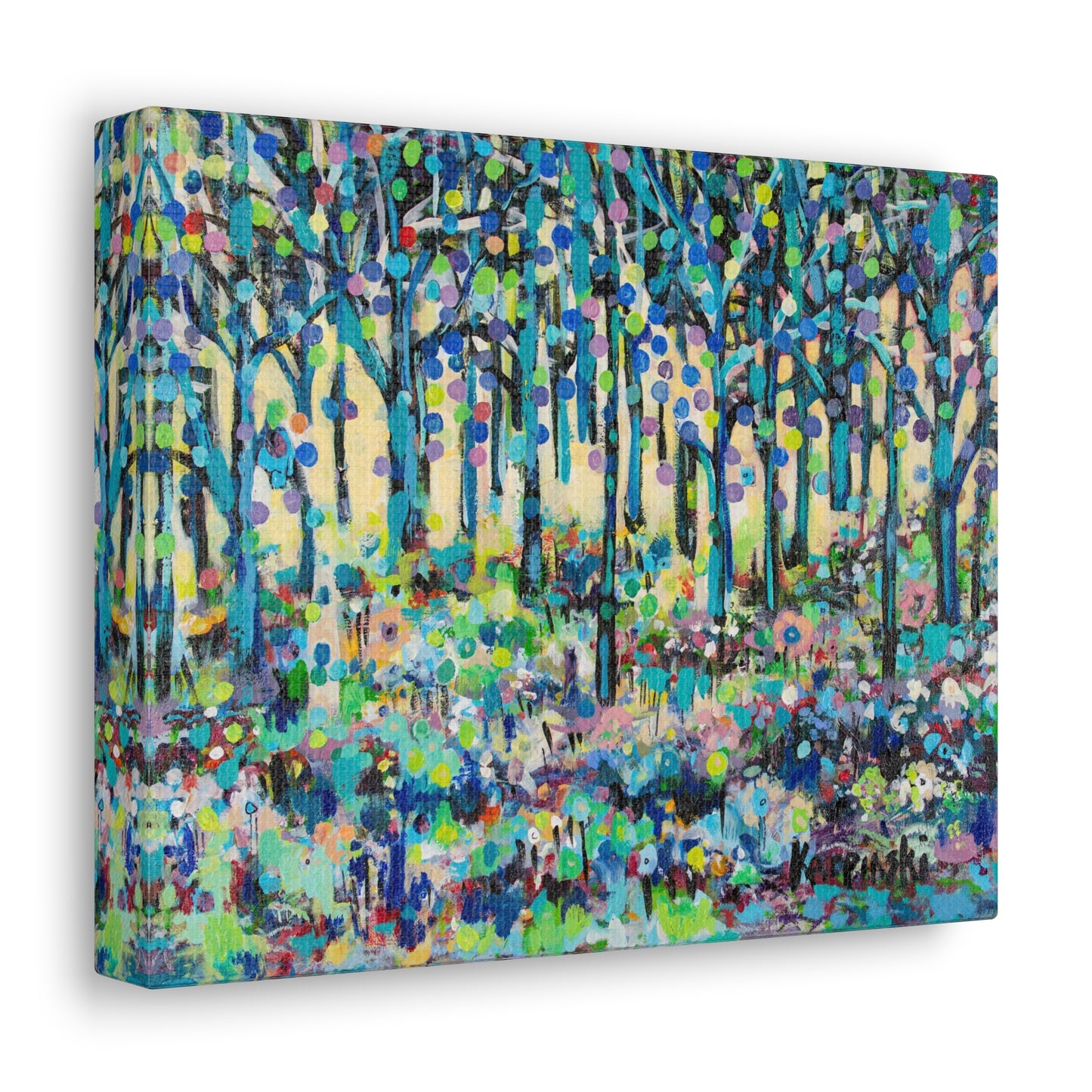 Colorful Landscape Tree Art Abstract Canvas Fine Art Print - Circle Of Tree by Leslie Karpinski