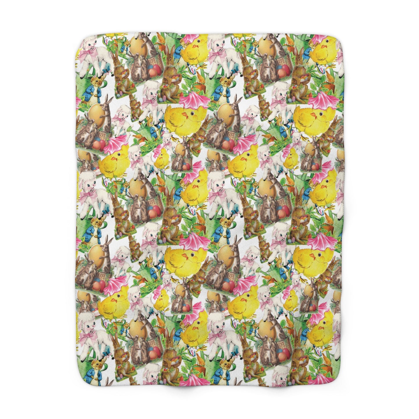 Vintage Easter Card Image Sherpa Fleece Sofa Bedroom Blanket - Saiko Studio