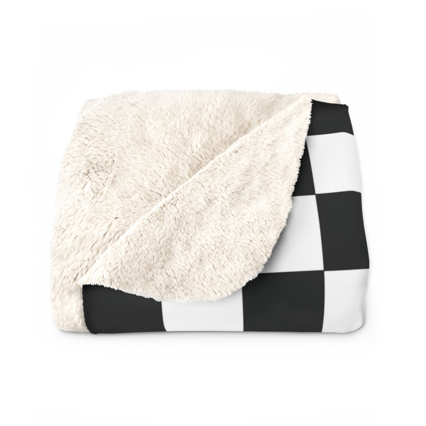 Black White Checkerboard Sherpa Fleece Blanket - Saiko Studio