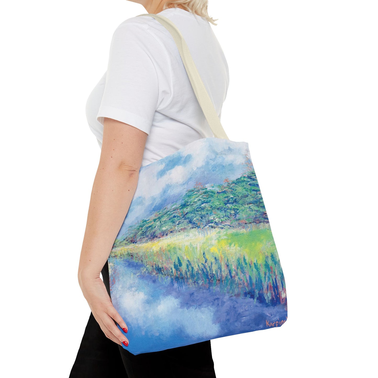 Waterscape Landscape Art Tote Bag Canvas Shopping Bag - Davis Canal - Leslie Karpinski