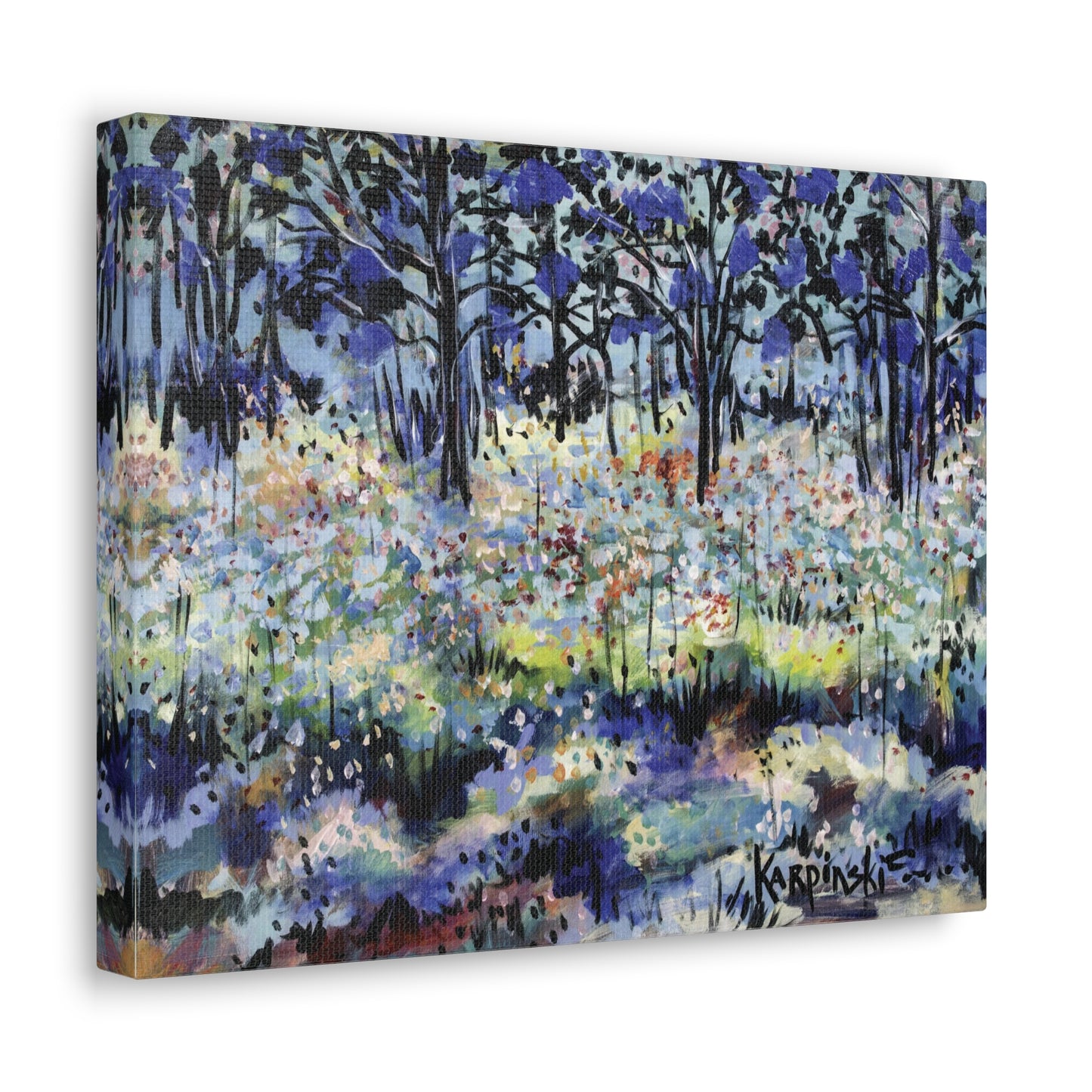Landscape Canvas Print Nature Abstract Art Colorful Tree Artwork - Dotted Landscape by Leslie Karpinski