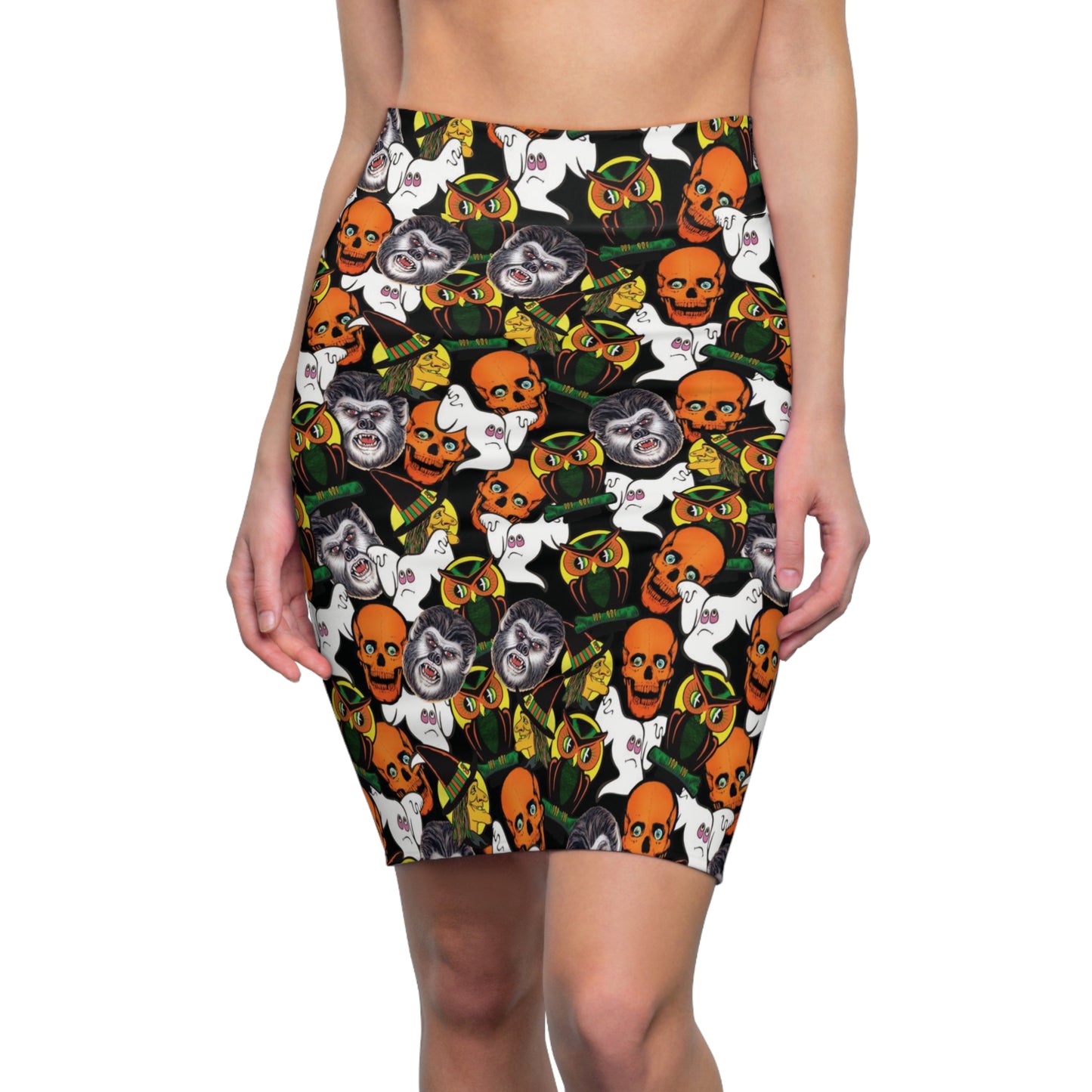 Vintag Halloween Mid Century Womens Tight Short Pencil Skirt - Saiko Studio