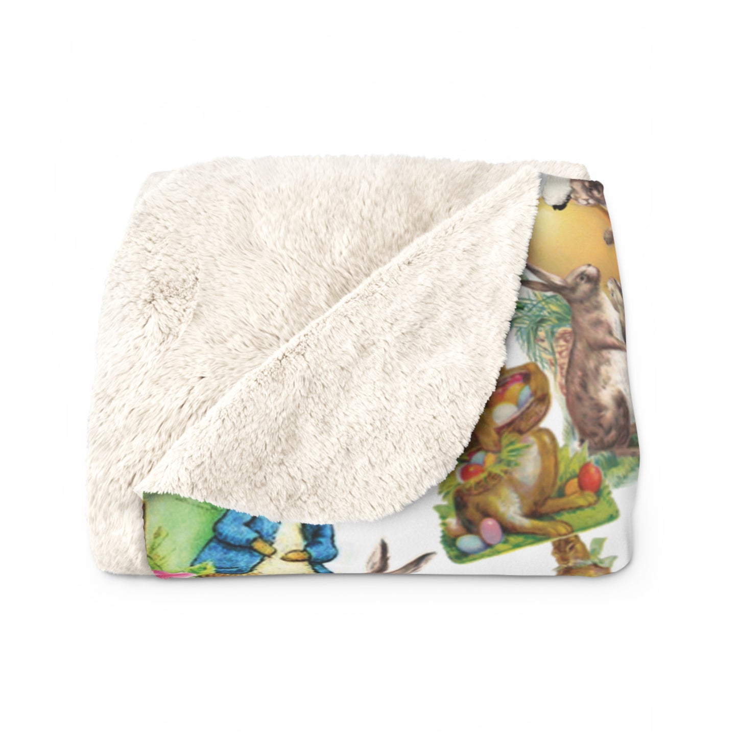 Vintage Easter Card Image Sherpa Fleece Sofa Bedroom Blanket - Saiko Studio
