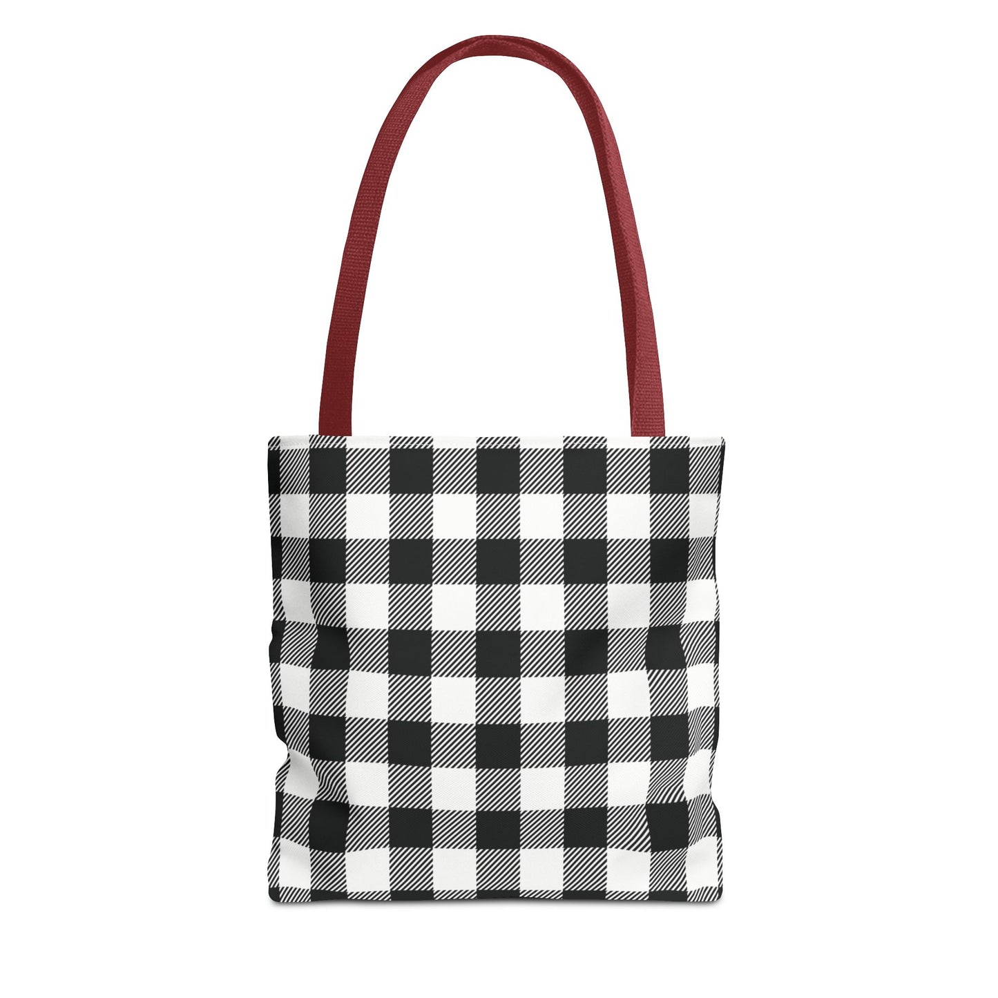 Black White Buffalo Plaid Canvas Tote Bag Personalized Reusable Shopping Bag - Saiko Studio