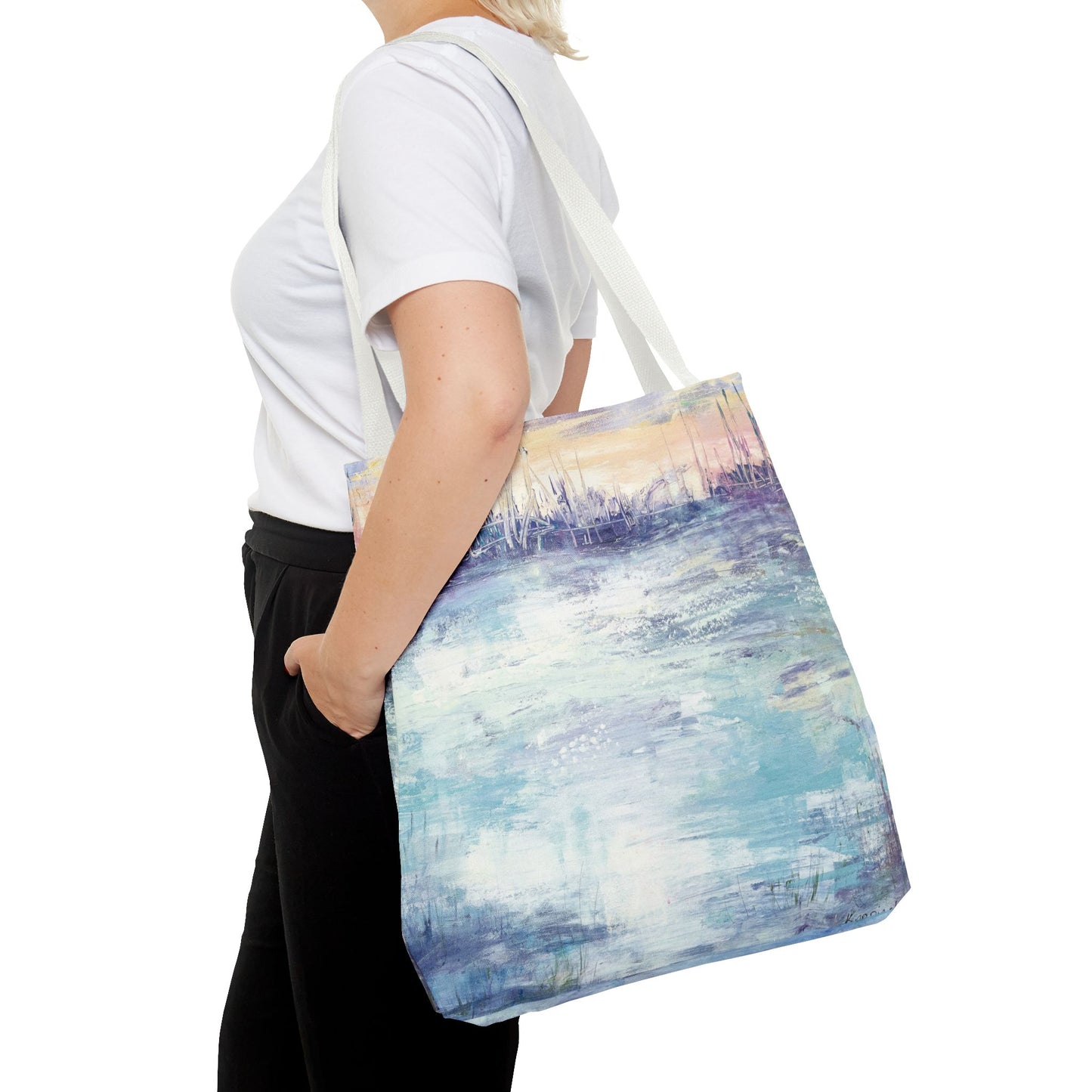 Nature Beach Landscape Art Tote Bag Canvas Shopping Bag - Flow of Life by Leslie Karpinski