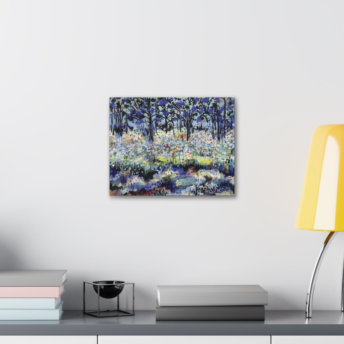 Landscape Canvas Print Nature Abstract Art Colorful Tree Artwork - Dotted Landscape by Leslie Karpinski