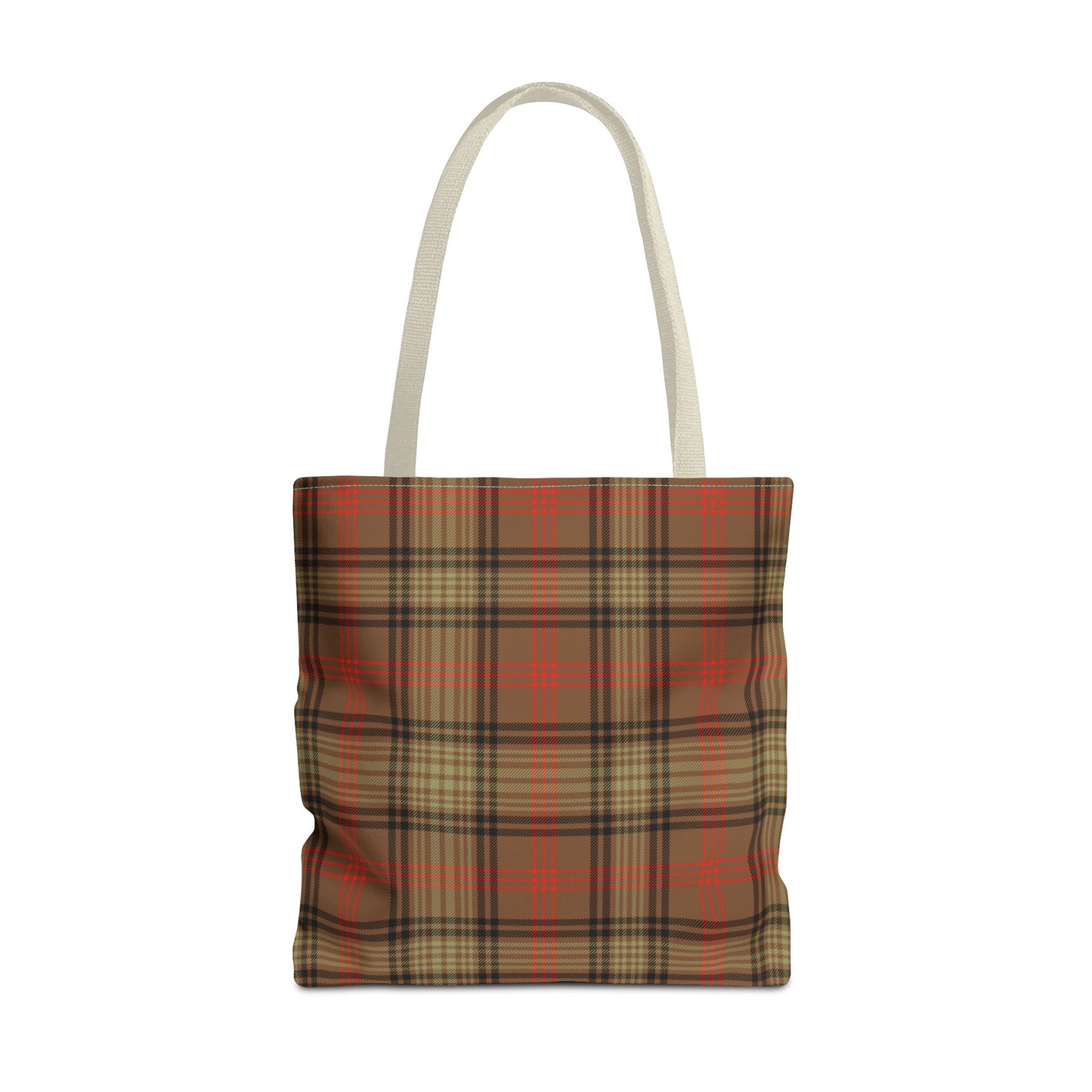 Brown Orange Tartan Plaid Canvas Tote Bag Personalized Reusable Shopping Bag - Saiko Studio