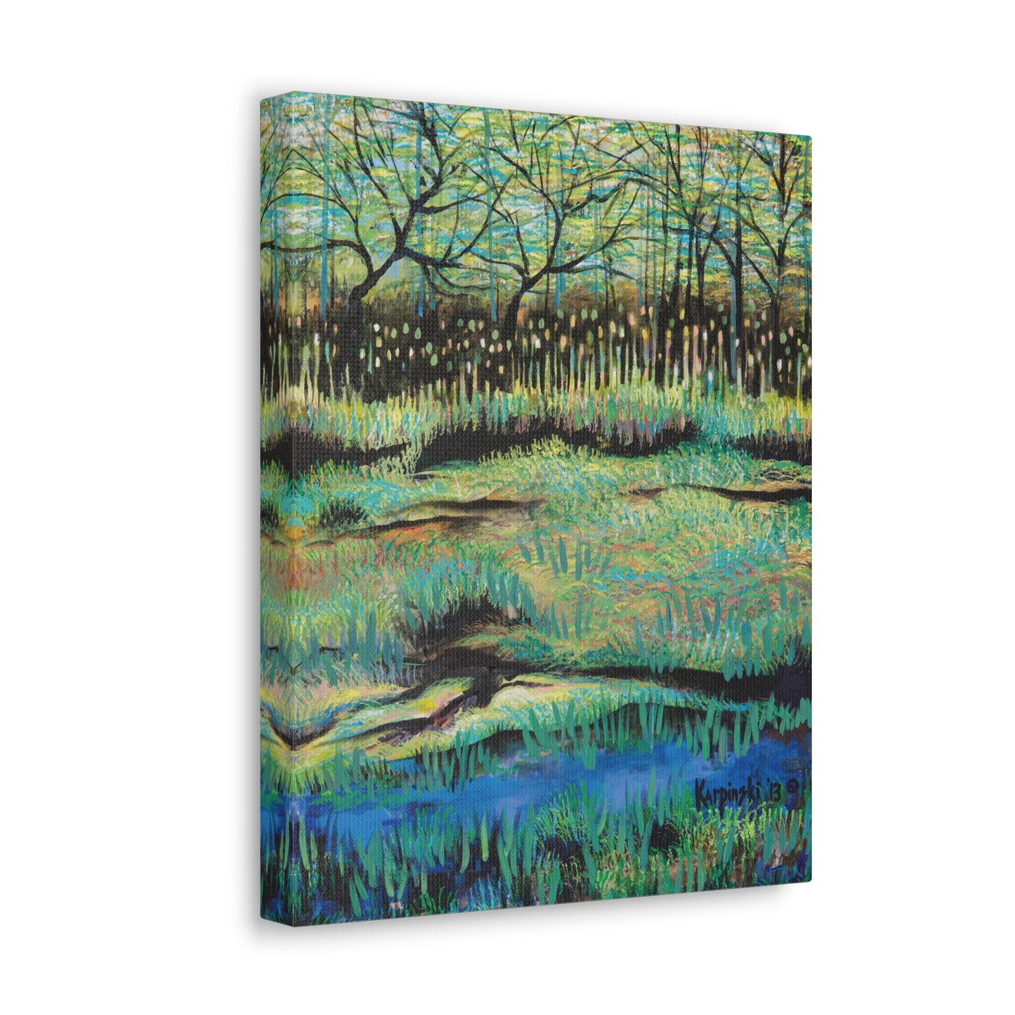 Lake Nature Landscape Art Wall Decor Canvas Artwork Painting - Cattails at Lake Katherine by Leslie Karpinski