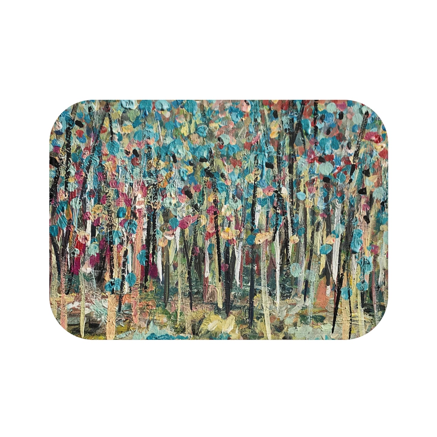 Landscape Artwork Forest Memory Foam Non Slip Bath Mat - Colorful Landscape by Leslie Karpinski