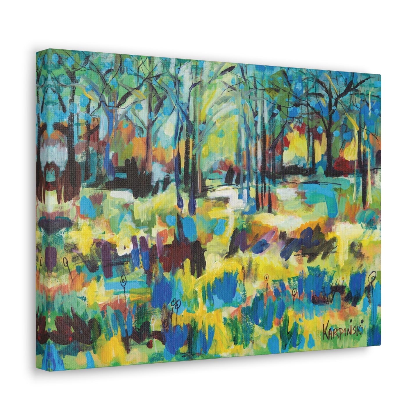 Landscape Canvas Art Nature Tree Abstract Artwork - Color Blast Through Trees By Leslie Karpinski