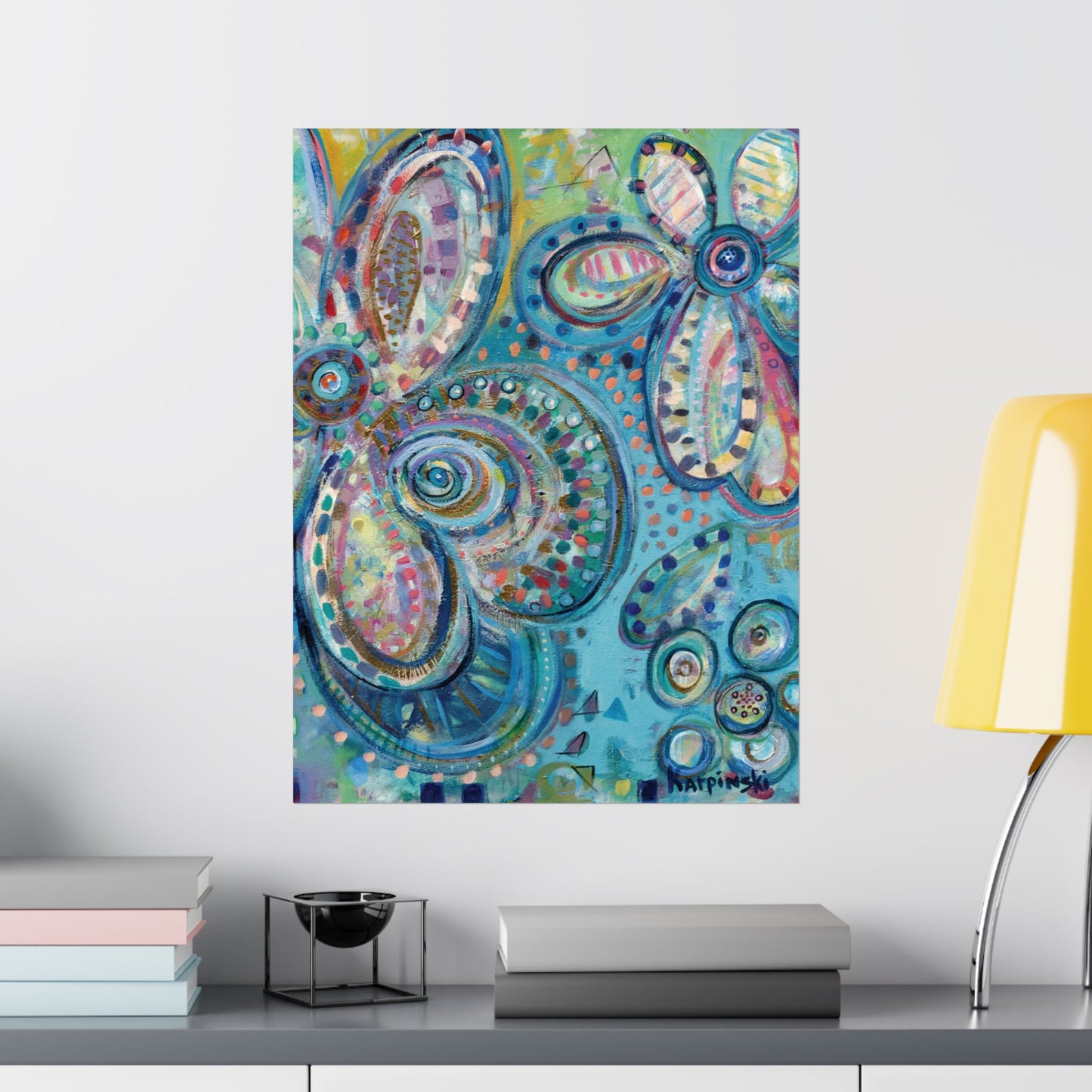 Flower Nature Art Poster Print Contemporary Artwork - World Love by Leslie Karpinski