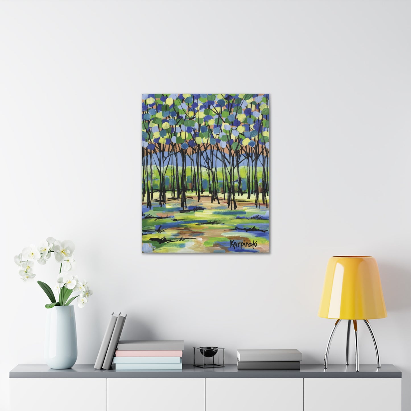 Colorful Nature Art Landscape Trees Canvas Wall Artwork - Island By Leslie Karpinski