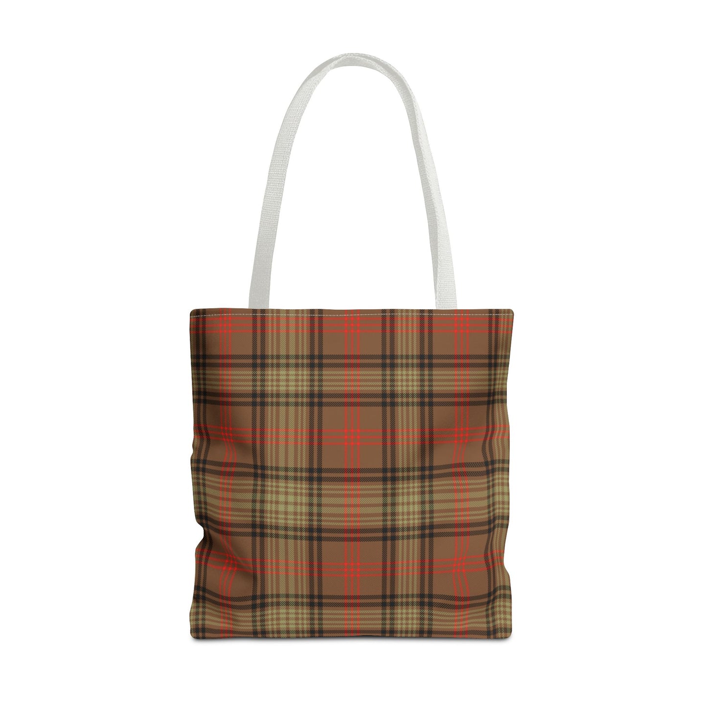 Brown Orange Tartan Plaid Canvas Tote Bag Personalized Reusable Shopping Bag - Saiko Studio